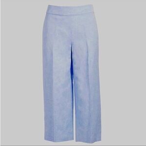 NWT Ann Taylor LOFT Pant Trouser Culotte Wide Leg Linen Blue Cropped Travel Plus